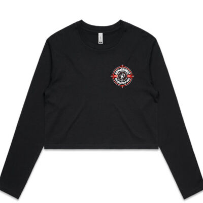 TQOM WOMENS LONG SLEEVE CROP TOP RED LOGO ASCOLOUR BRAND Thumbnail