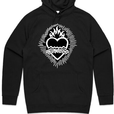 LARGE HEART MENS HOODIE WHITE LOGO ASCOLOUR BRAND Thumbnail